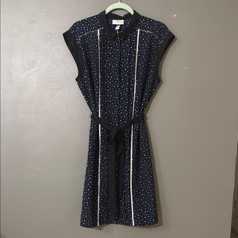 Jason Wu Navy Blue and Black Cap Sleeve Peplum Dress